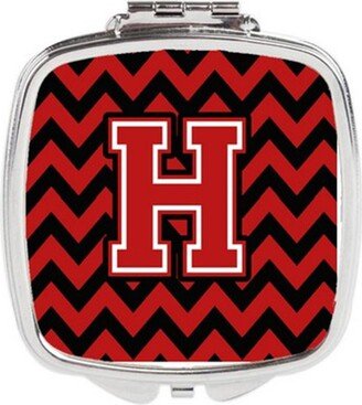 CJ1047-HSCM Letter H Chevron Black & Red Compact Mirror