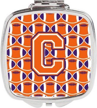 CJ1072-CSCM Letter C Football Orange, White & Regalia Compact Mirror