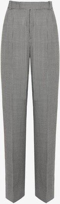 Men's Wide Leg Houndstooth Trousers In Black/white