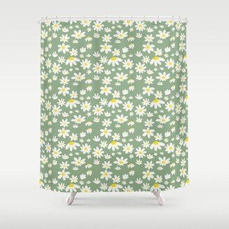 Daisies Green Shower Curtain