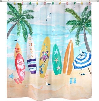 Surf Time Surfboards Printed Shower Curtain, 72 x 72