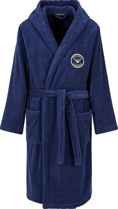 Embroidered Hooded Cotton Robe