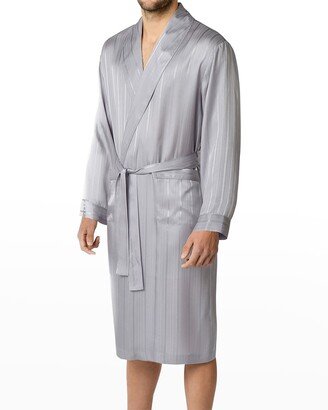 Men's Herringbone Stripe Silk Shawl Robe