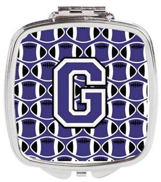 CJ1068-GSCM Letter G Football Purple & White Compact Mirror