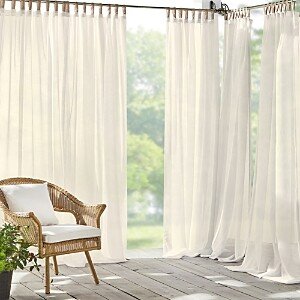 Darien Solid Indoor/Outdoor Sheer Adhesive Loop Tab Top Window Curtain Panel, 52 x 95