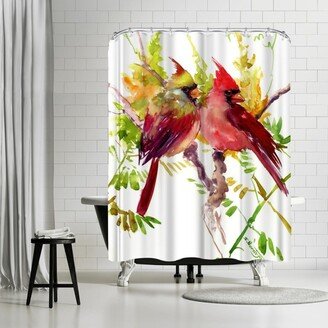 71 x 74 Shower Curtain, Cardinal Birds 3 by Suren Nersisyan