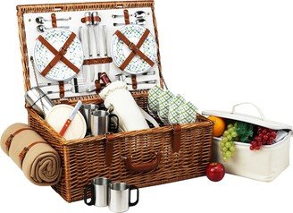 Dorset English-Style Picnic, Coffee Basket for 4 with Blanket