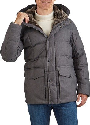 Quilted Flannel Down Faux Fur-Hooded Parka