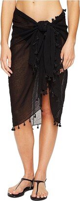 Cotton Gauze Sarong (Black) Women's Swimwear