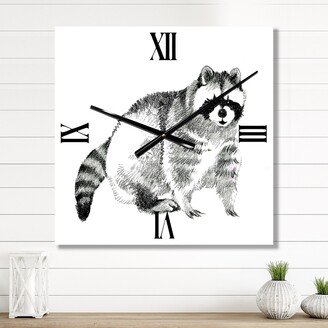 Designart 'Monochrome Portrait Of Raccoon' Farmhouse Large Wall Clock