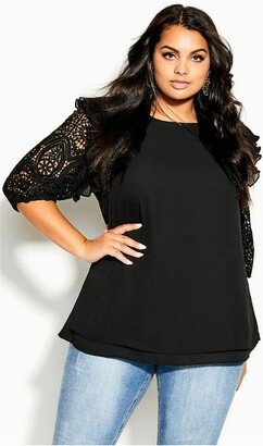 | Women's Plus Size Lace Breeze Top - - 14W