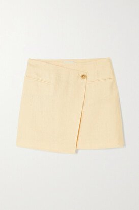 Natalia Linen Mini Wrap Skirt - Yellow