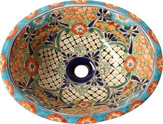 Mexican Talavera Sink Oval Drop in Handcrafted Ceramic - Izamal