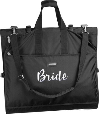 WallyBags 66 Premium Tri-Fold Carry On Destination Wedding Gown Travel Bag with Pockets and Bride Embroidery