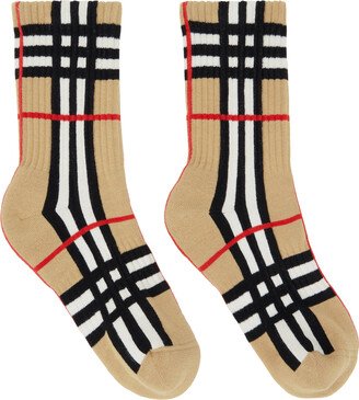 Beige Check Socks