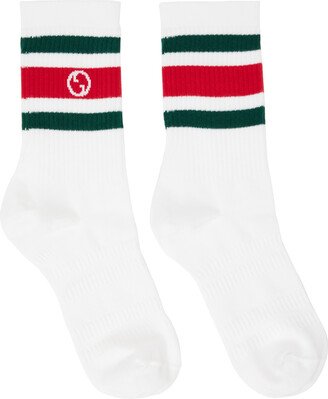 White Round Interlocking G Socks