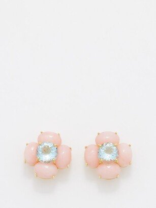 Opal, Aquamarine & 18kt Gold Earrings