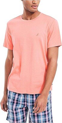 Men's Short Sleeve Crew Neck Soft Knit Sleep Tee (Sugar Coral) Men's Pajama