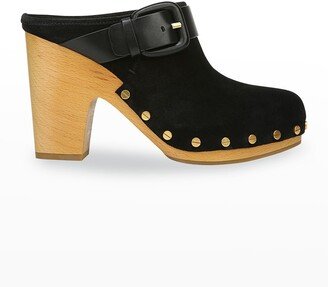 Dacey Suede Buckle Clogs-AA