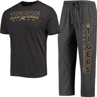 Men's Concepts Sport Heathered Charcoal, Black Missouri Tigers Meter T-shirt and Pants Sleep Set - Heathered Charcoal, Black