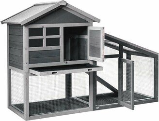 58'' Wooden Rabbit Hutch Large Chicken Coop Weatherproof Indoor & Outdoor Use