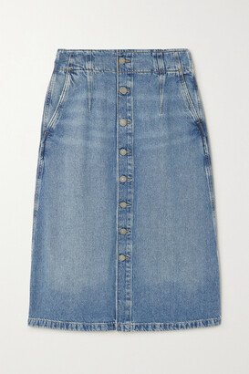 Denim Midi Skirt - Blue