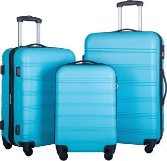 EDWINRAY Luggage Sets 3 Piece Suitcase Set 20/24/28, Carry on Luggage Airline Approved, Hard Case with Spinner Wheels & TSA Lock, Blue