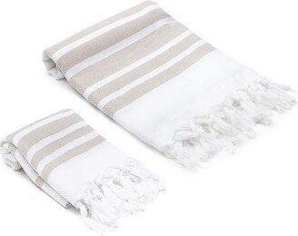 Herringbone Turkish Bath and Hand Towel 2 Piece Set