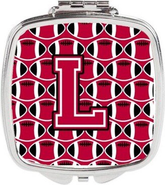 CJ1079-LSCM Letter L Football Crimson & White Compact Mirror