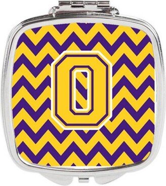 CJ1041-OSCM Letter O Chevron Purple & Gold Compact Mirror, 3 x 0.3 x 2.75 in.