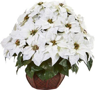 Poinsettia Artificial Arrangement in Decorative Planter