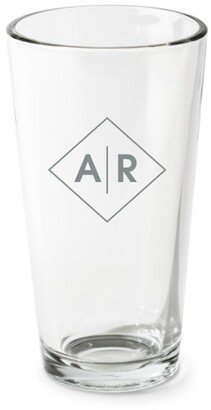 Pint Glasses: Monogram Diamond Pint Glass, Etched Pint, Set Of 1, White