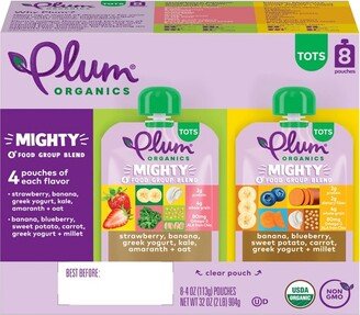 Plum Organics 8pk Mighty 4 Variety Flavor Baby Food Pouches - 32oz