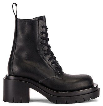 Lug Lace Up Ankle Boots in Black