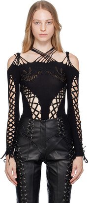 Sinead Gorey Black Lace-Up Bodysuit