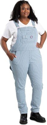 Berne Women's Vintage Washed Flex Hickory Stripe Bib Overall Plus Size