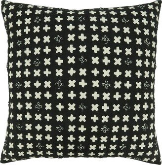 Saro Lifestyle Embroidered Crosses Design Poly Filled Decorative Pillow, 20