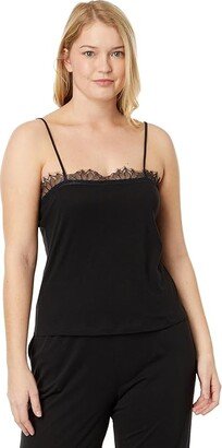 Recycled Lace Straight Neck Cami (Black) Women's Clothing