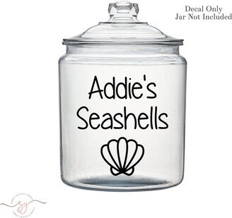 Seashell Jar Decal, Beach Treasures, Lover Gift, Display, Vacation Decal