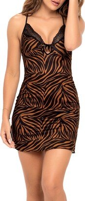 Lace Trim Animal Print Chemise