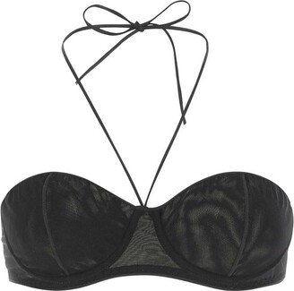 Mesh Panelled Tie Fastened Bra