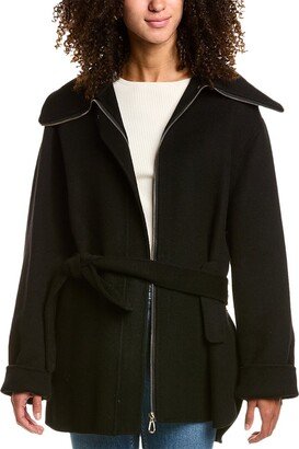 Zip Front Wool Coat