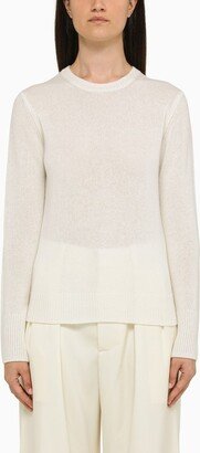 White cashmere crew-neck sweater