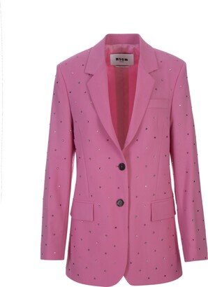 'wool Suiting' Jacket In Pink Virgin Wool With Jewelled Applications