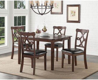 EDWINRAY 5-Piece Counter Rectangular Dining Table Kitchen Table Set with 4 Artificial Leather Dining Chairs