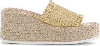 Gold Smock Espadrille Wedge Sandals