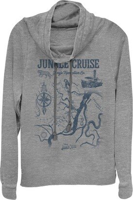 Jungle Cruise Junior Women Jungle Cruie Map of the Jungle Cowl Neck Sweathirt - Heather - 2X Large