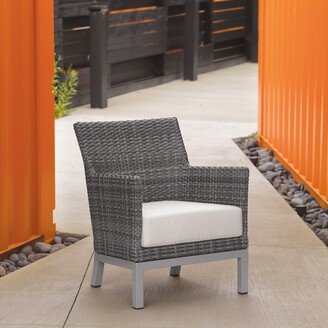 Garden Argento Resin Wicker Club Chair with Powder Coated Aluminum Legs - Eggshell White Polyester Cushion-AA