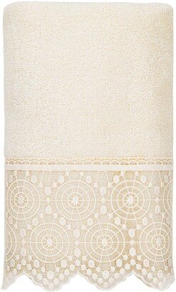 100% Turkish Cotton Arian Cream Lace Embellished Hand Towel-AE