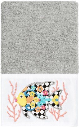 Feliz Embellished Hand Towel - Light Gray